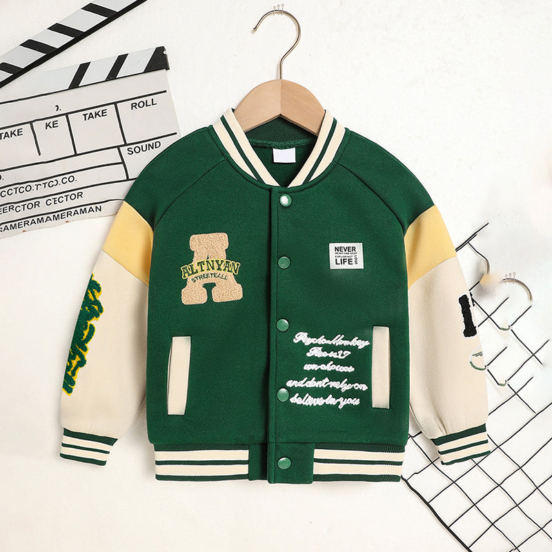 Toddler/Boy's Trendy Embroidery Baseball Sports Coat