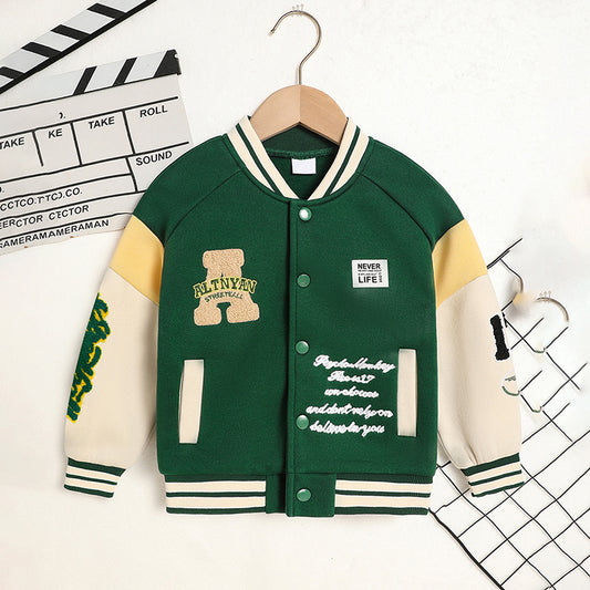 Toddler/Boy's Trendy Embroidery Baseball Sports Coat
