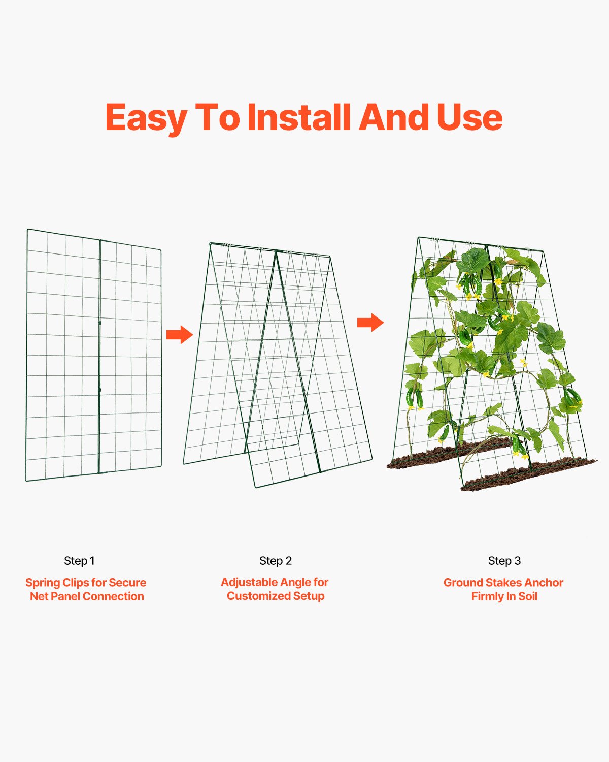 A-Frame Cucumber Trellis 46' X 32' Foldable Metal Garden Trellis