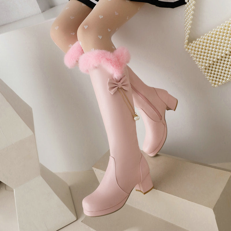 Tall Fleece-lined Cotton Over-the-knee Boots