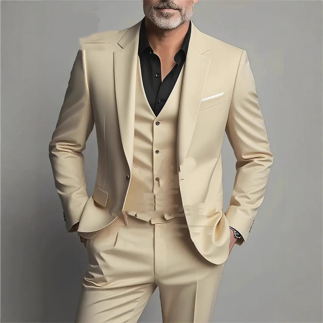 Men's Business Slim-Fitting Suit Three-Piece Suit