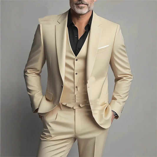 Men's Business Slim-Fitting Suit Three-Piece Suit