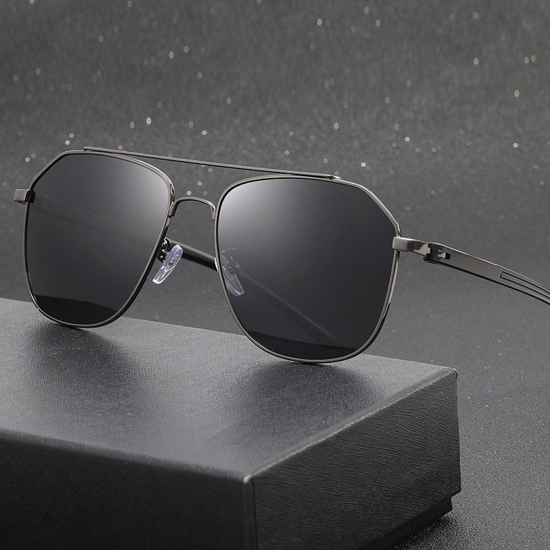 Men's Large Frame Metal Double Bridge Aviator Sunglasses