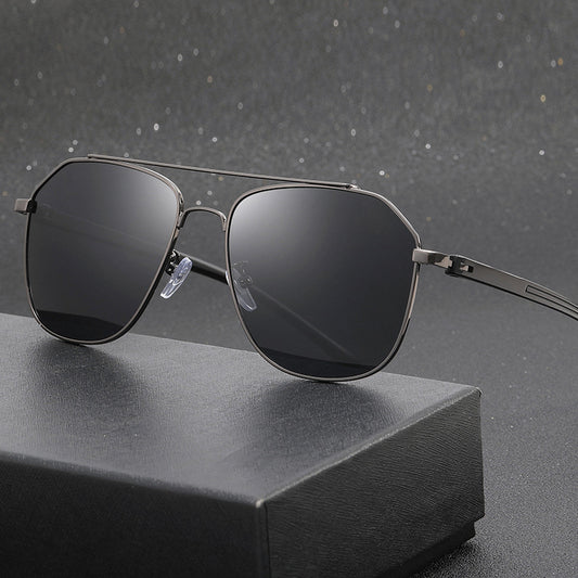 Men's Large Frame Metal Double Bridge Aviator Sunglasses