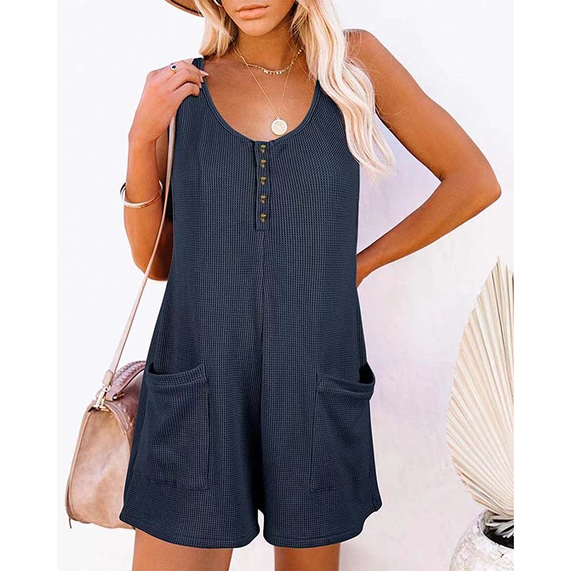 Women's Button Front Romper Jumpsuit