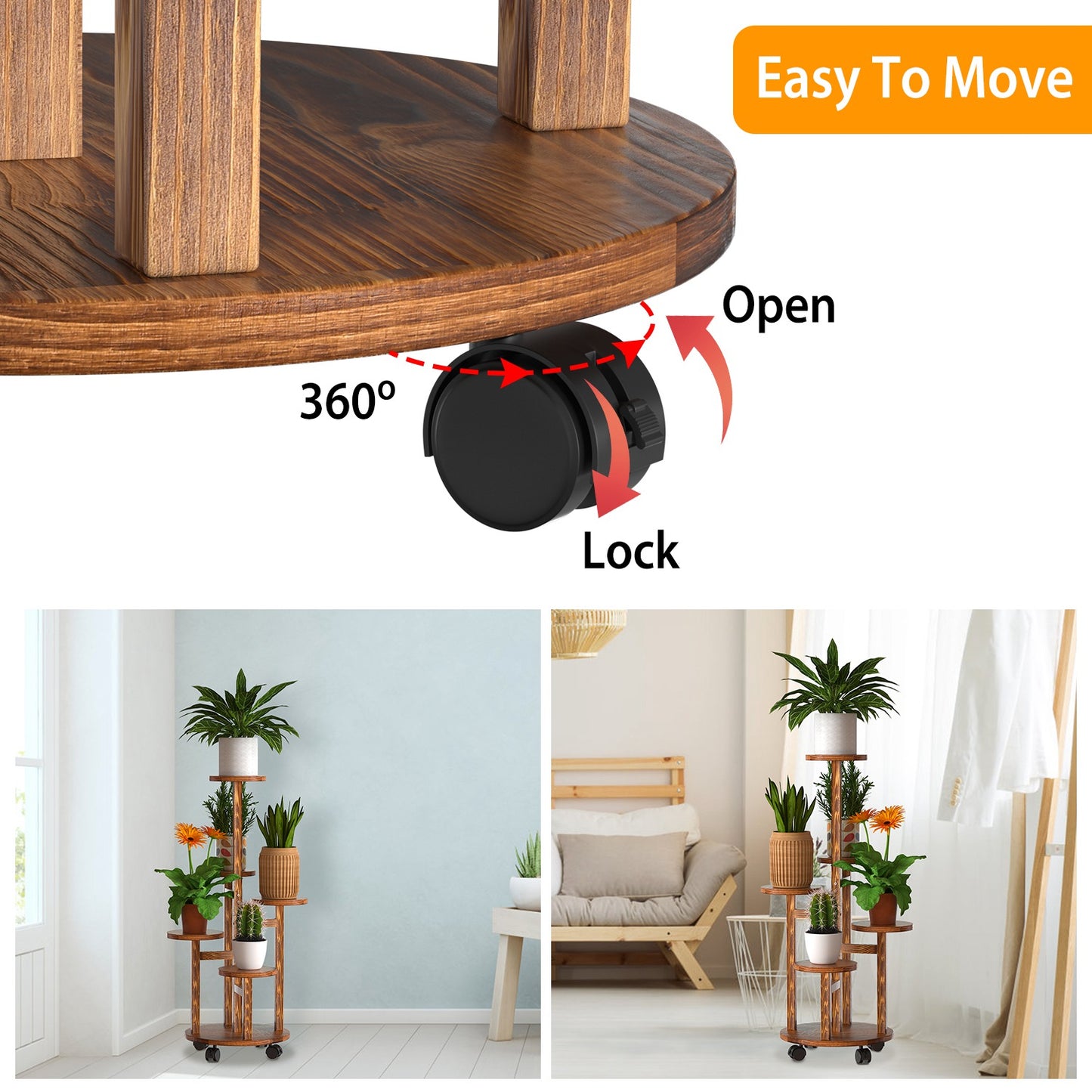 5 Layer Plant Stand With 4 Detachable Wheels - For Indoor And Outdoor