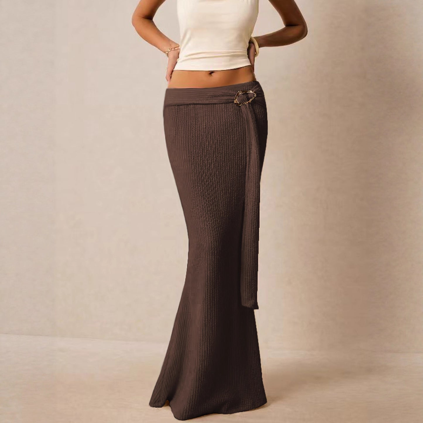 Metal-Accented Figure-hugging Sheath Dress
