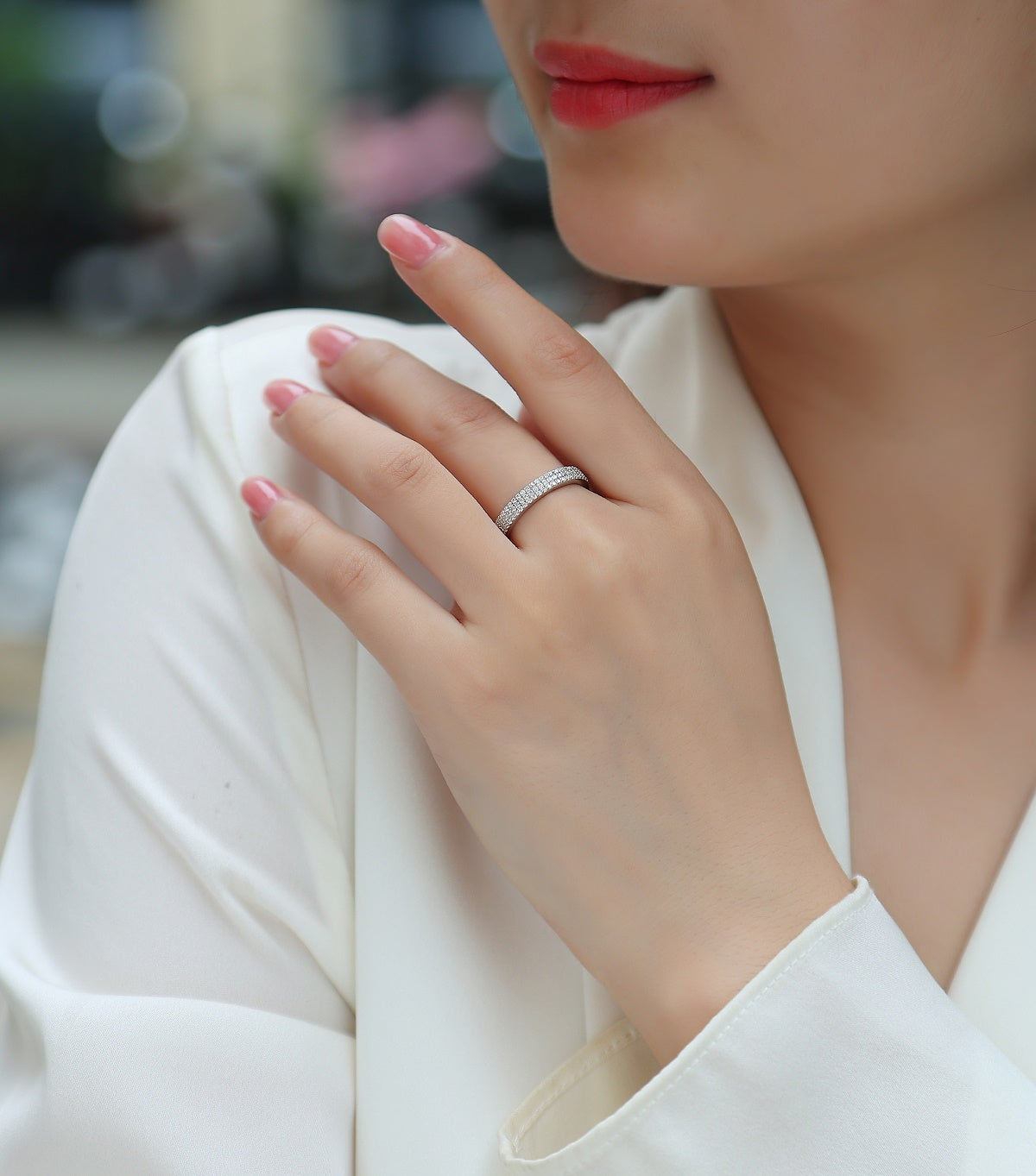 Moissanite S925 Sterling Silver & Platinum-Plated Diamond Ring