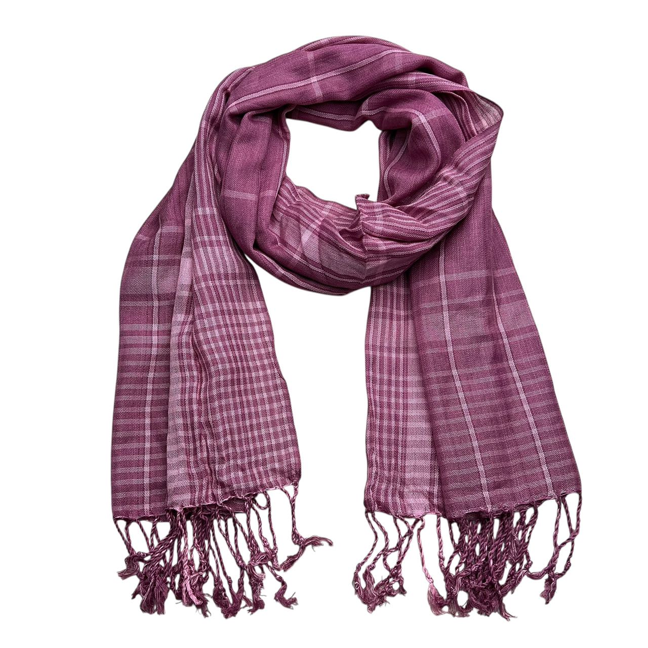 Bright Colour Block Fuchsia Yarn-Dyed Scarf