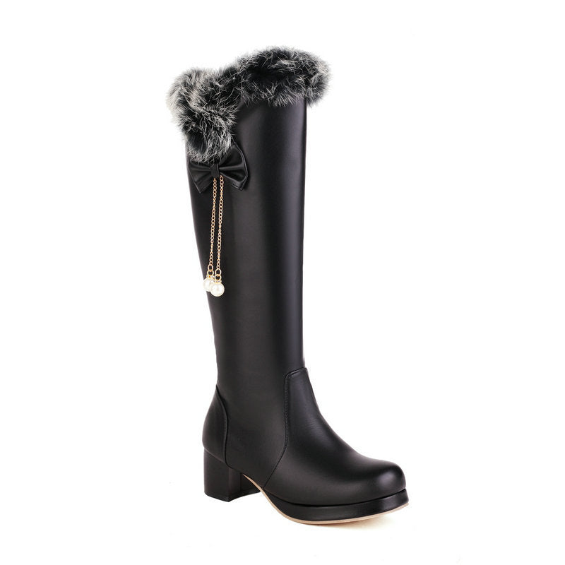 Tall Fleece-lined Cotton Over-the-knee Boots