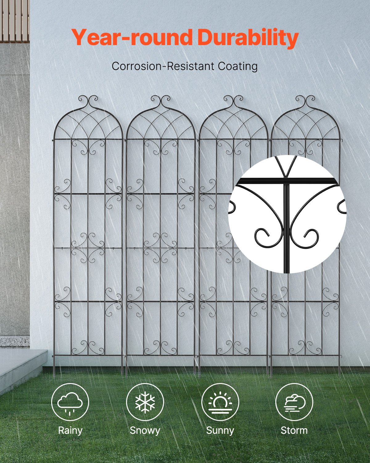 4 Packs Metal Garden Trellis For Climbing Plant Support 87x20 In Rustproof
