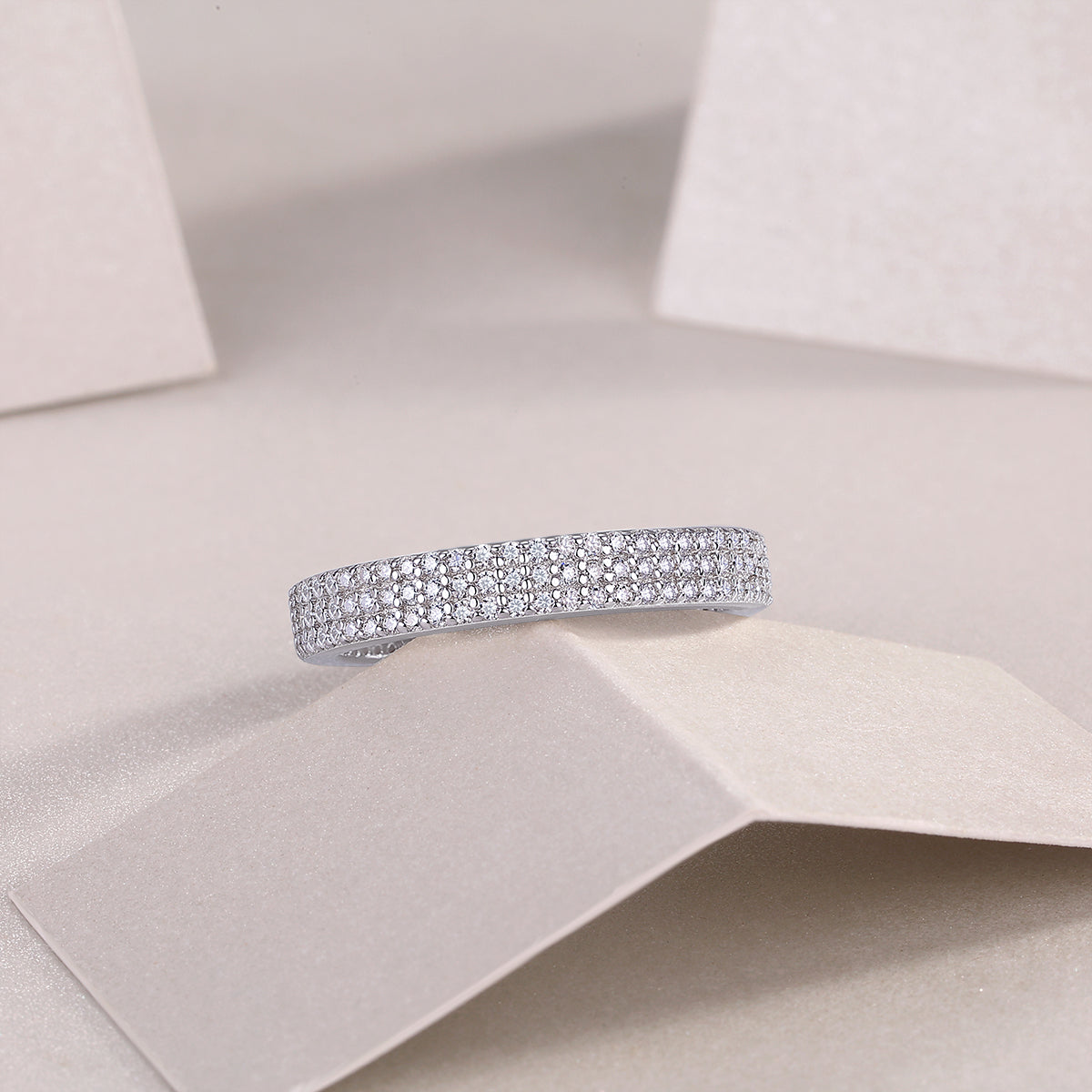 Moissanite S925 Sterling Silver & Platinum-Plated Diamond Ring