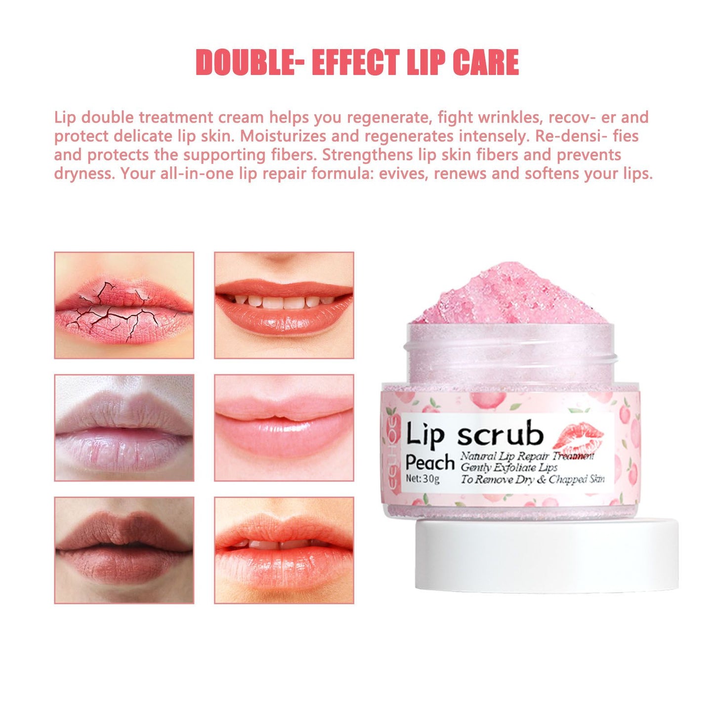 EELHOE Peach Lip Scrub For Fading Lip Lines