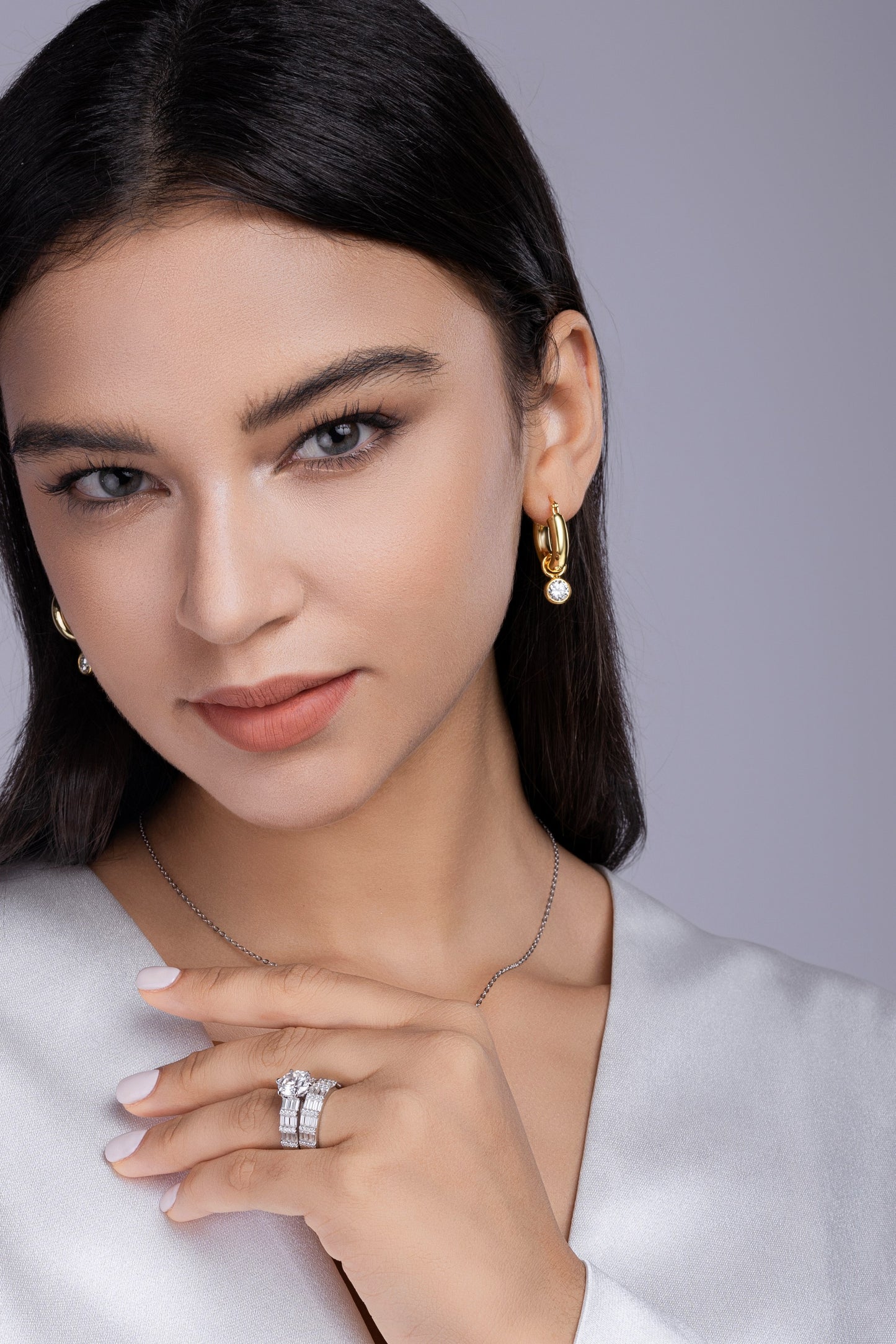 Vanilla - Jewelry Piece Set With 3-carat/Sterling Silver & Platinum-plated Diamond