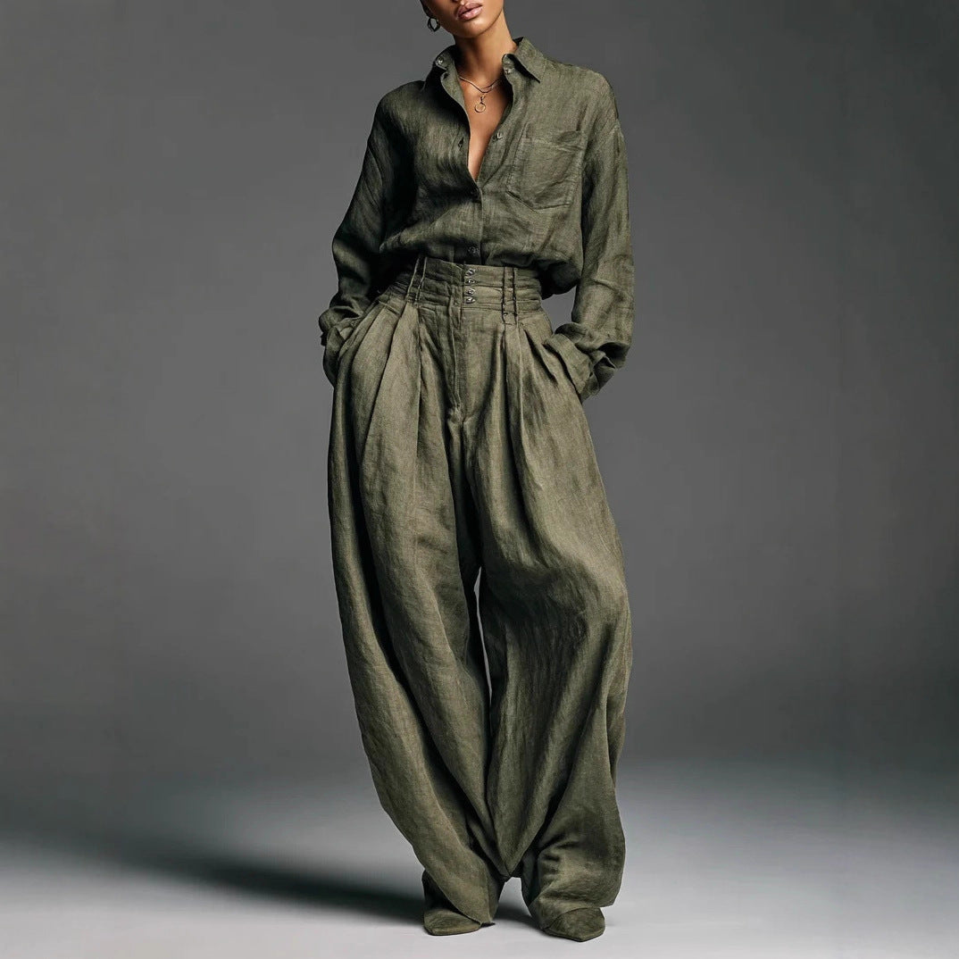 Two-piece Set Cardigan - Long Sleeves Loose Fit Fashionable - Unisex Style