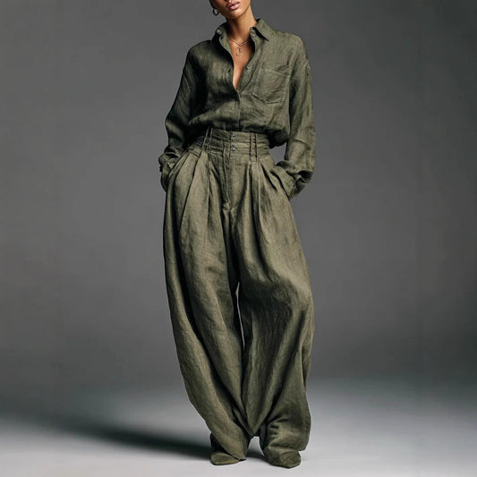 Two-piece Set Cardigan - Long Sleeves Loose Fit Fashionable - Unisex Style