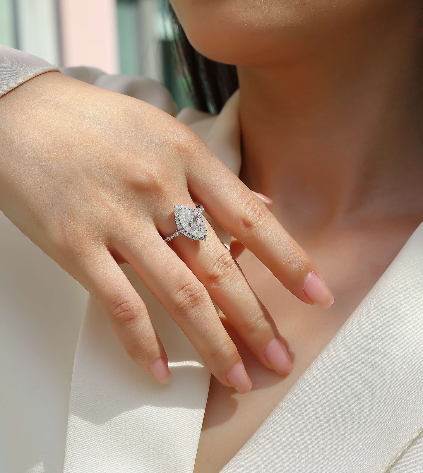 Starlight Craze - Diamond Jewelry Piece Set/Sterling Silver & Platinum Diamond Ring