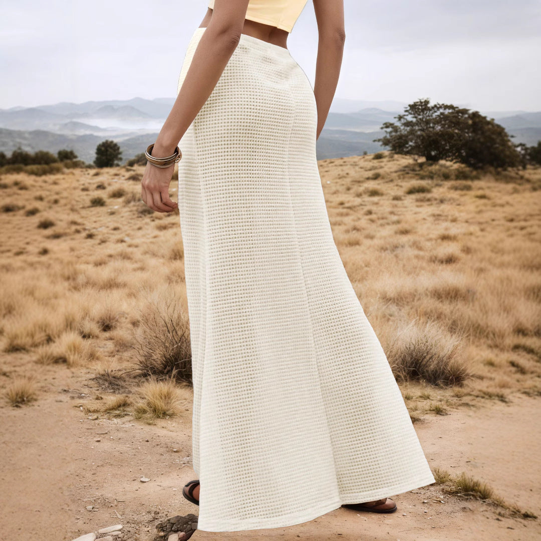 Metallic-Accented Elegant & Textured Midi Skirt