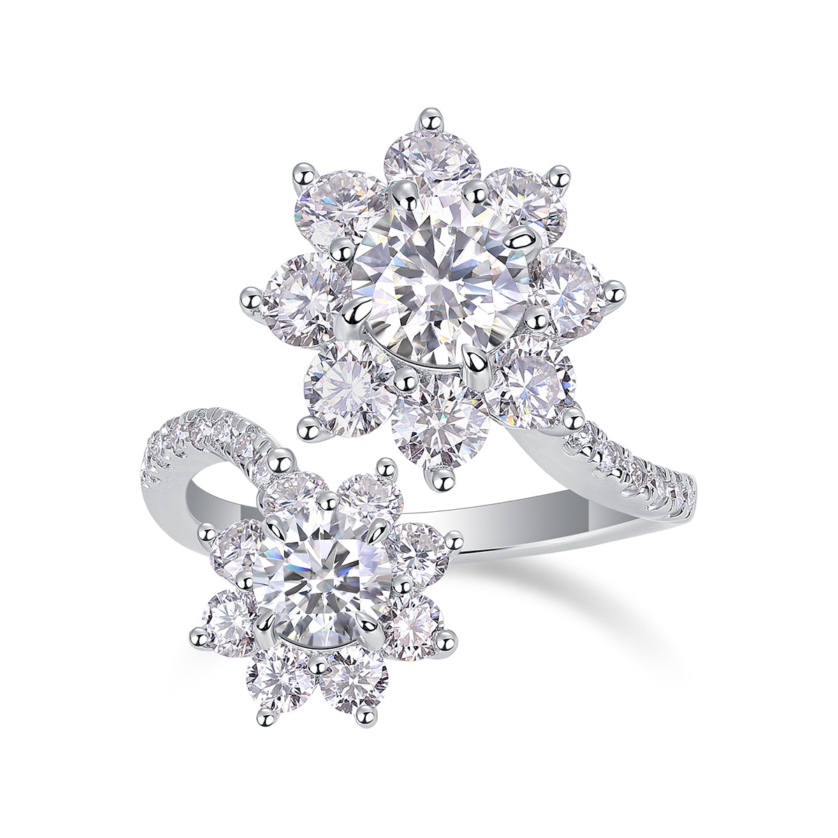 Petal Morning Dew - Jewelry Piece Set With 1-carat Moissanite S925 Sterling Silver & Platinum Diamond Ring