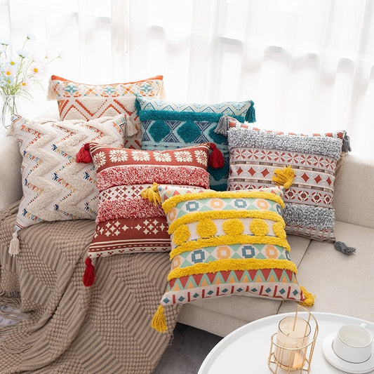 Tasseled Tufted Throw Pillows