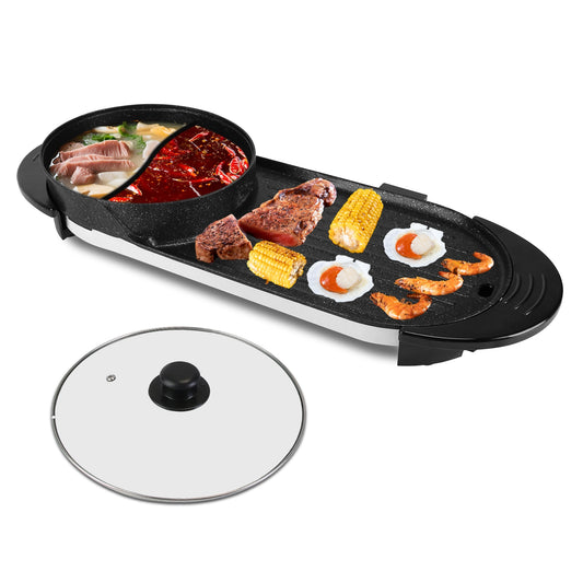 2200W 2 In 1 Electric Hot Pot With BBQ Grill Cooker