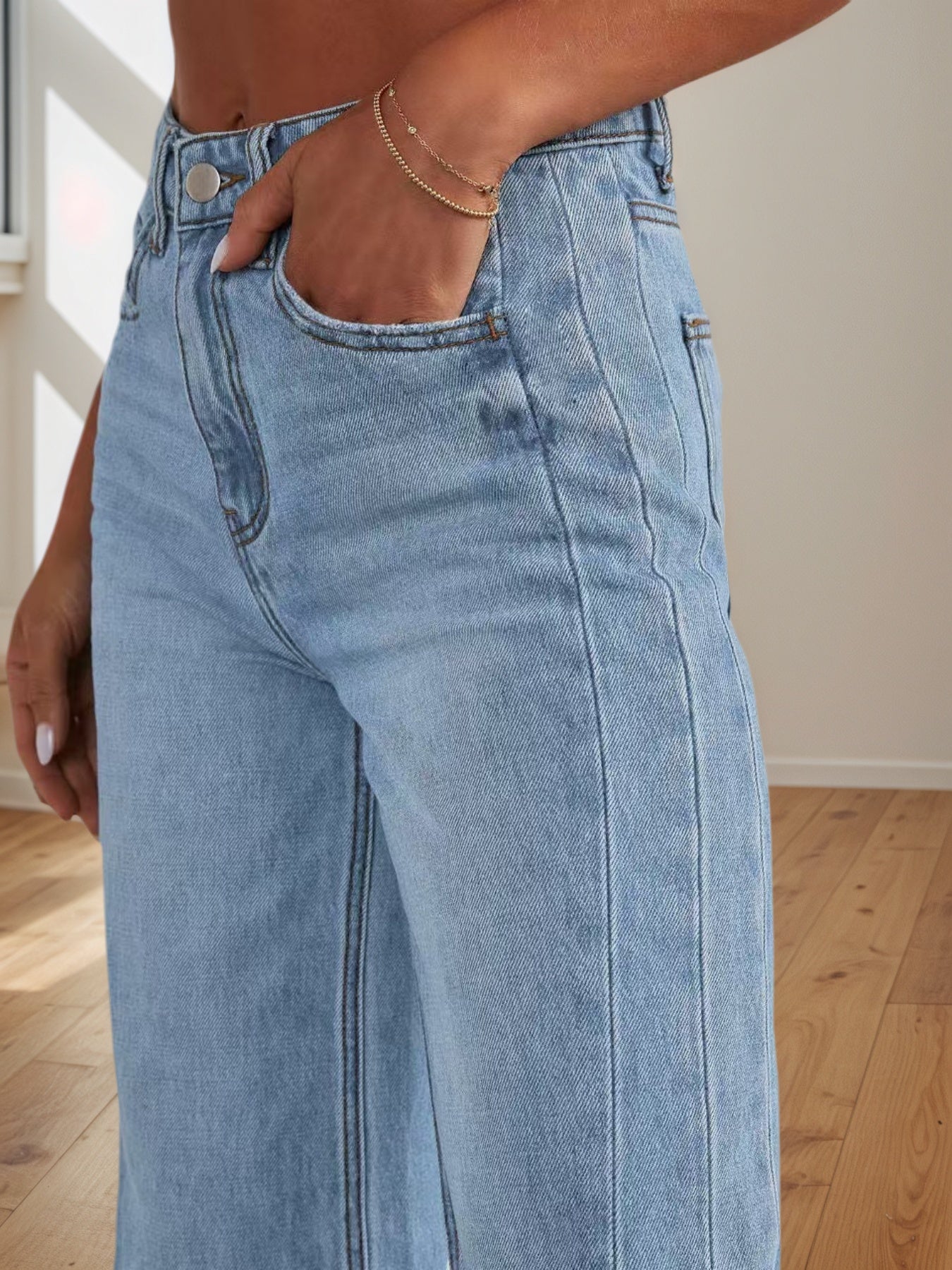 Denim Wide Leg Pants
