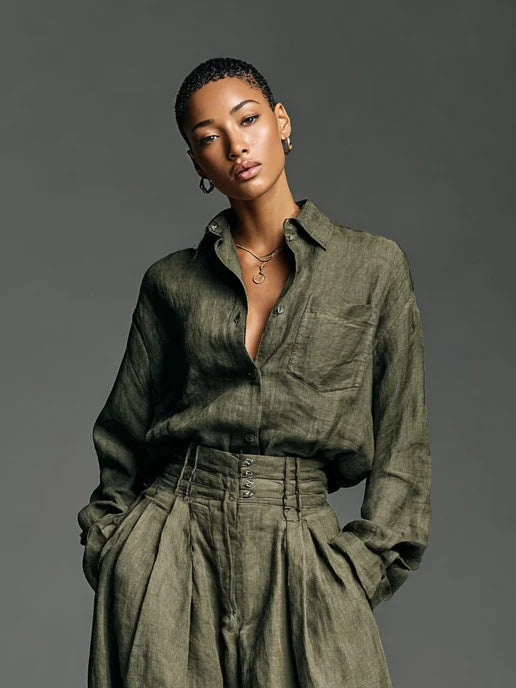 Two-piece Set Cardigan - Long Sleeves Loose Fit Fashionable - Unisex Style
