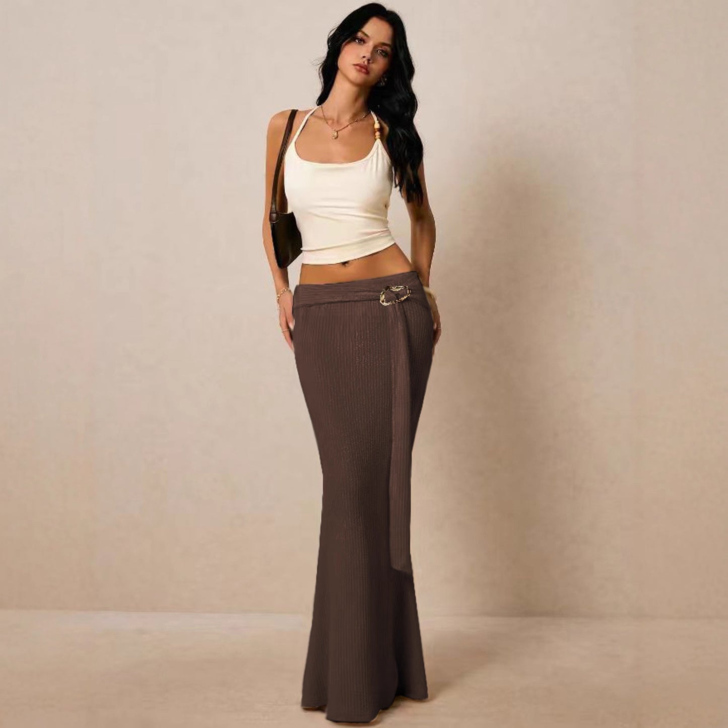 Metal-Accented Figure-hugging Sheath Dress