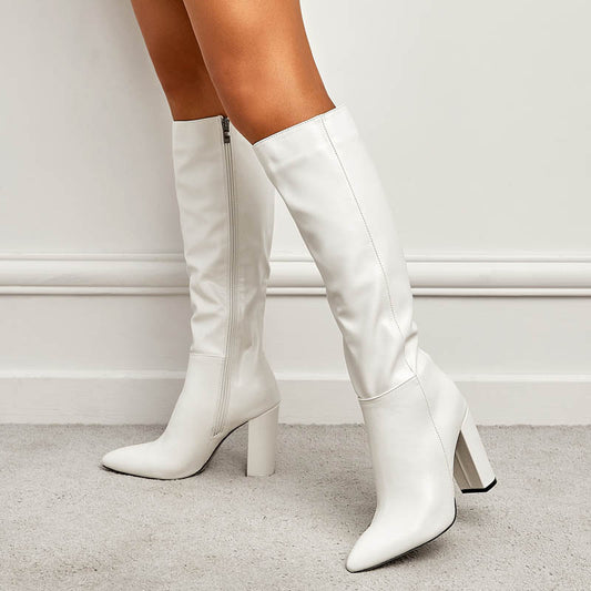 Fashionable Boots With Side Zipper & Pointed Toe