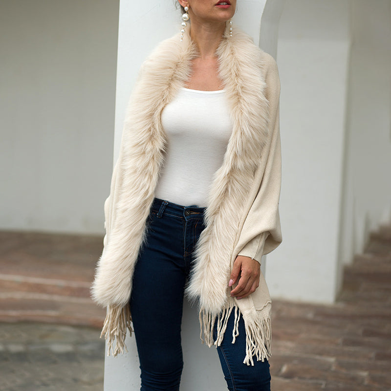 Women's Fall & Winter Faux Fur Trim Cardigan Coat