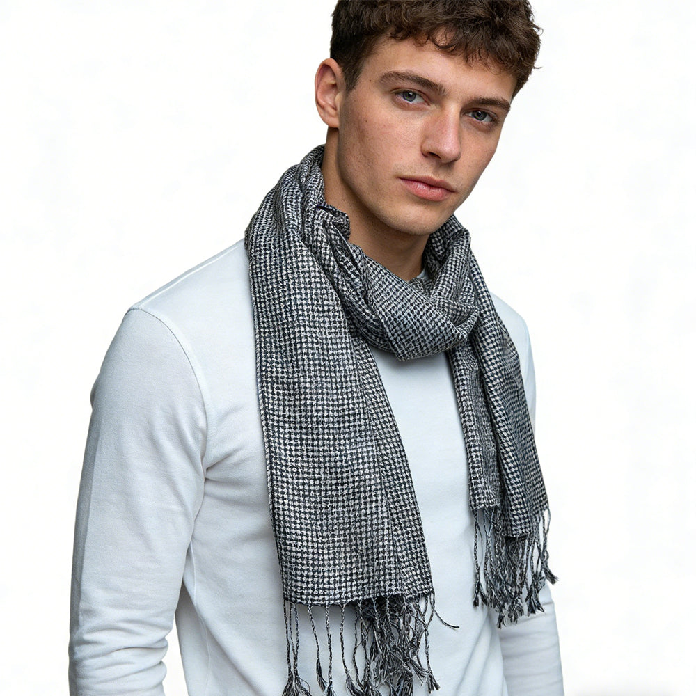 Modern Edge With Classic Colours Black White Graphic Jacquard Scarf