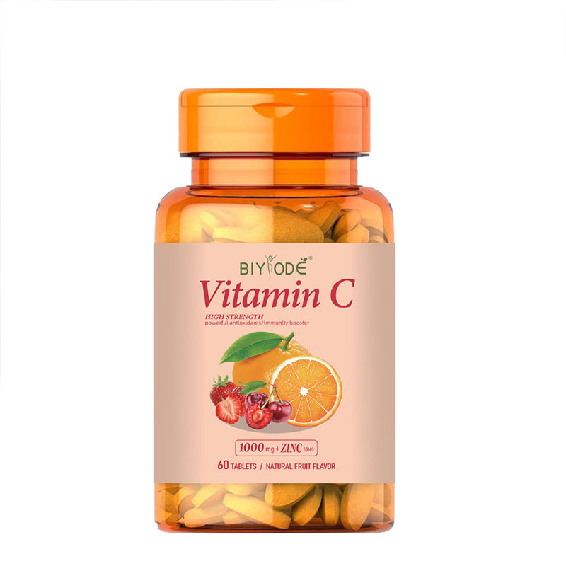 Wholesale Supplement Biyode Vitamin C Tablets Natural Fruit Flavor Vegan Private Label