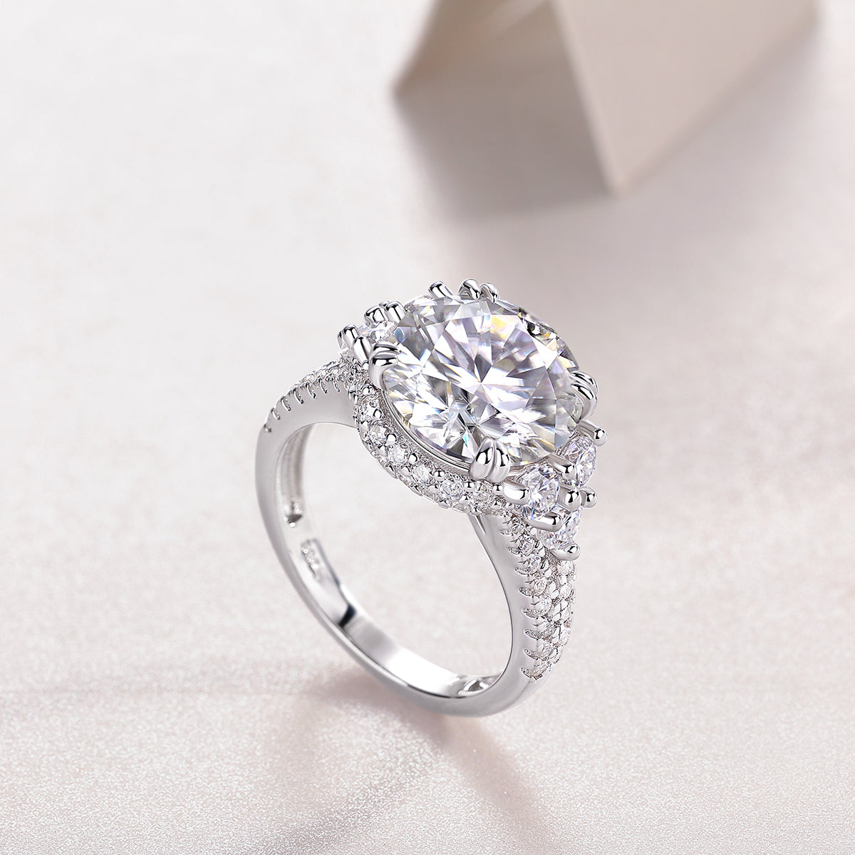 5-carat Moissan Diamond S925 Sterling Silver & Platinum-Plated Diamond Ring