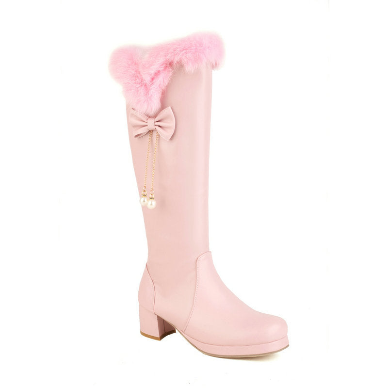 Tall Fleece-lined Cotton Over-the-knee Boots