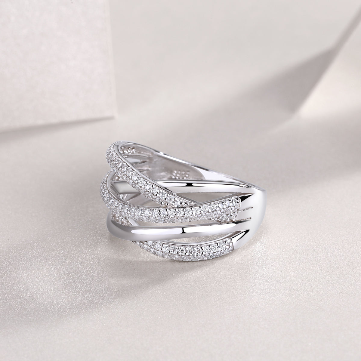 Brilliant Interweaving - Jewelry Accessory Set/Sterling Silver & Platinum-plated Diamond