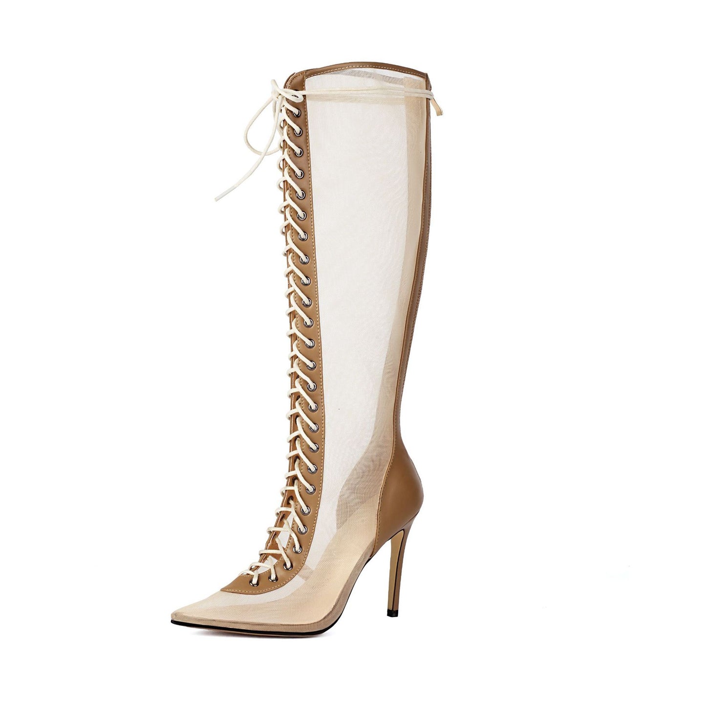 Women's Sleek High-Heeled Leopard-Print Breathable Over-the-Knee Sandals