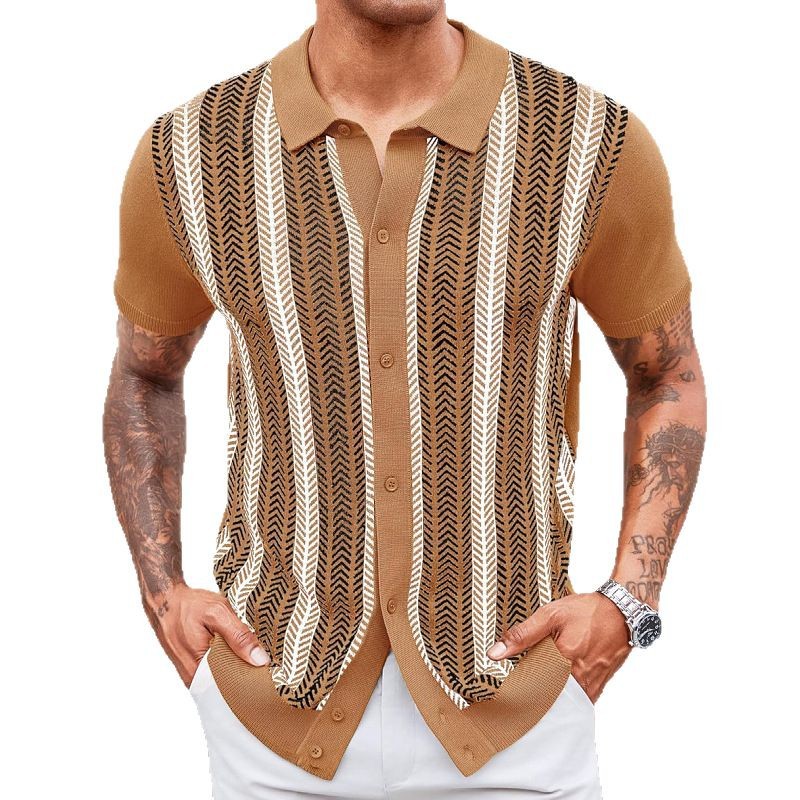 Men's Casual Striped Jacquard Shirt