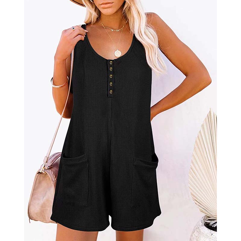 Women's Button Front Romper Jumpsuit
