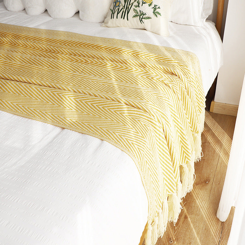 Classic Retro Herringbone Weave Sofa Blanket