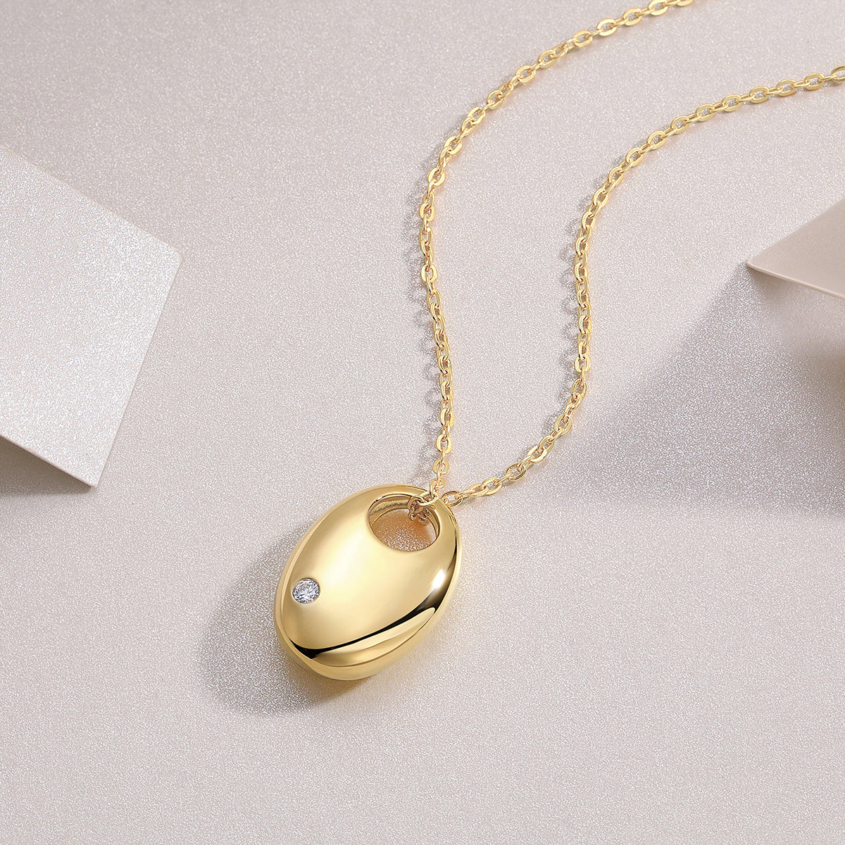 First Encounter - A Fashionable & Trendy Diamond Pendant Necklace/Sterling Silver & Gold Plating