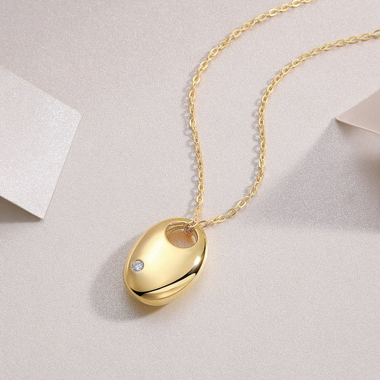 First Encounter - A Fashionable & Trendy Diamond Pendant Necklace/Sterling Silver & Gold Plating