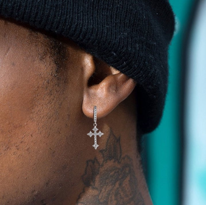 Men's Sparkling/Cross/Dangle Huggie Hoops