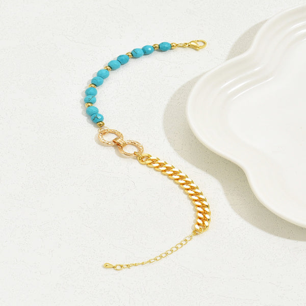 A Creative & Luxurious Style Double Ring Turquoise Multi Chain/Bracelet