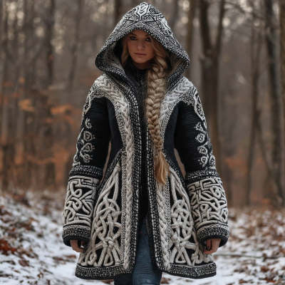 Women's Knitted Cardigan With A Round Neckline