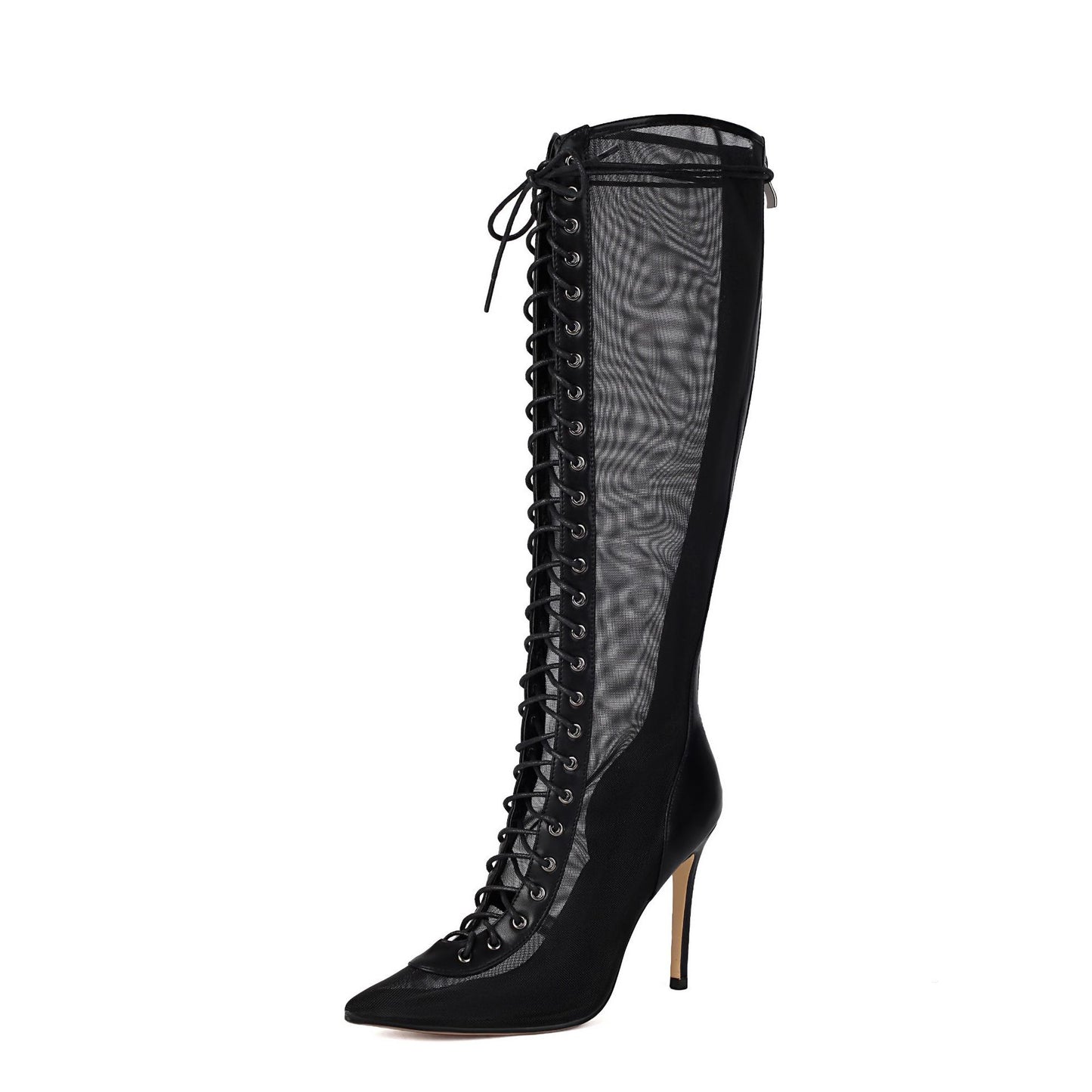 Women's Sleek High-Heeled Leopard-Print Breathable Over-the-Knee Sandals