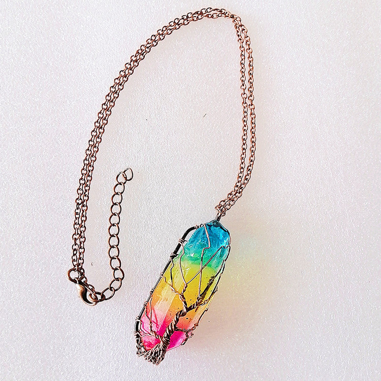 Crystal Pillar Tree Of Life Pendant/Necklace