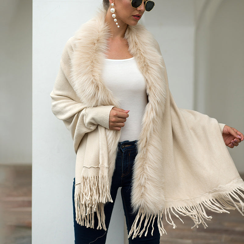 Women's Fall & Winter Faux Fur Trim Cardigan Coat