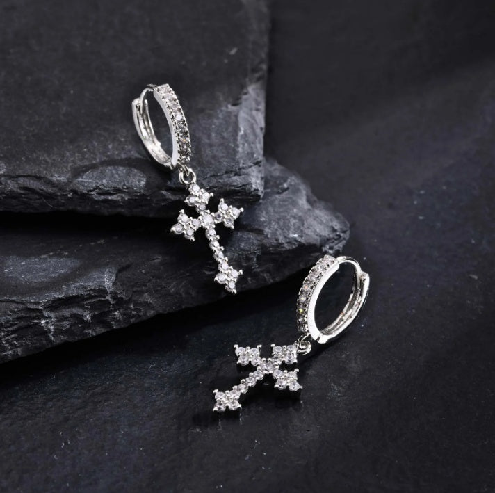 Men's Sparkling/Cross/Dangle Huggie Hoops