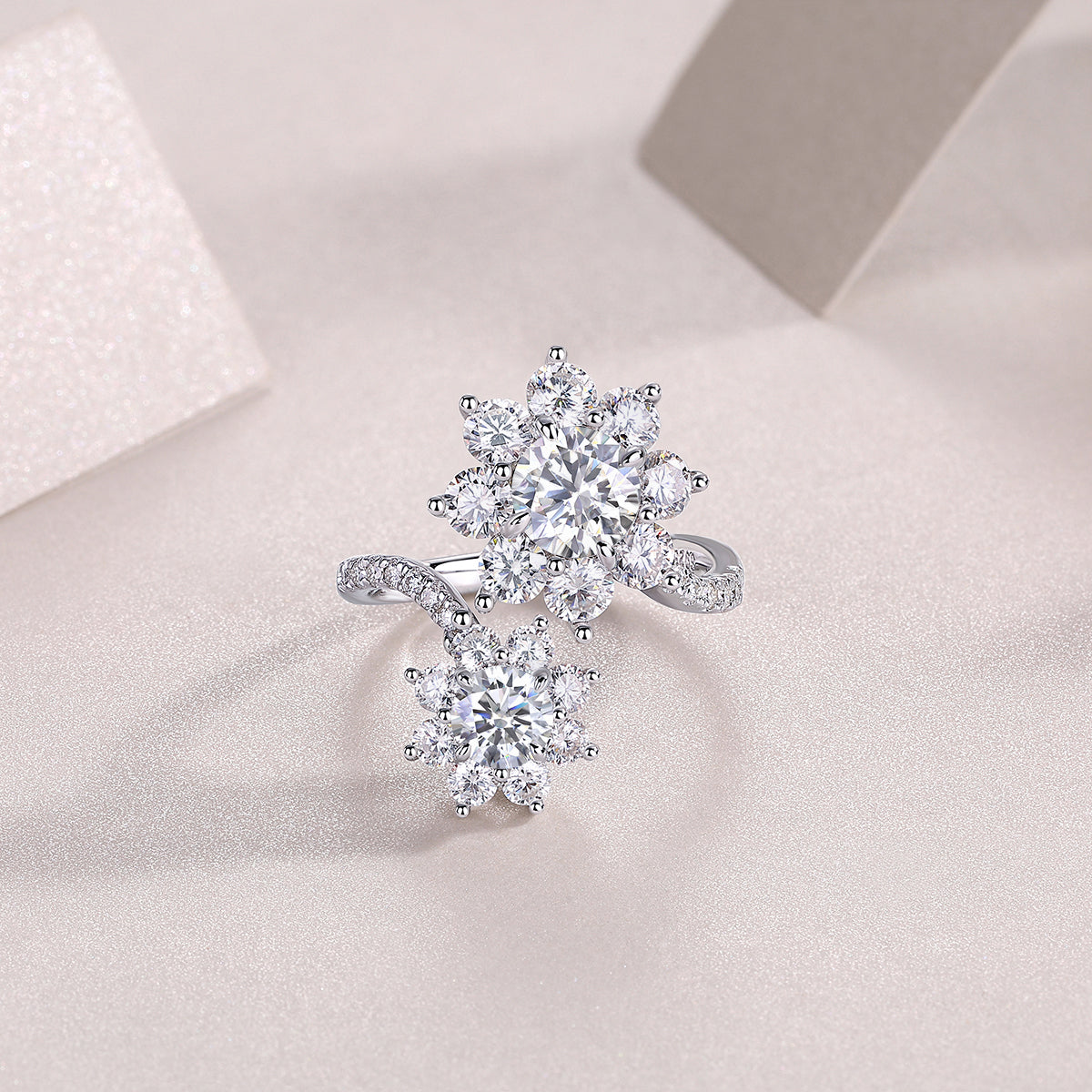 Petal Morning Dew - Jewelry Piece Set With 1-carat Moissanite S925 Sterling Silver & Platinum Diamond Ring