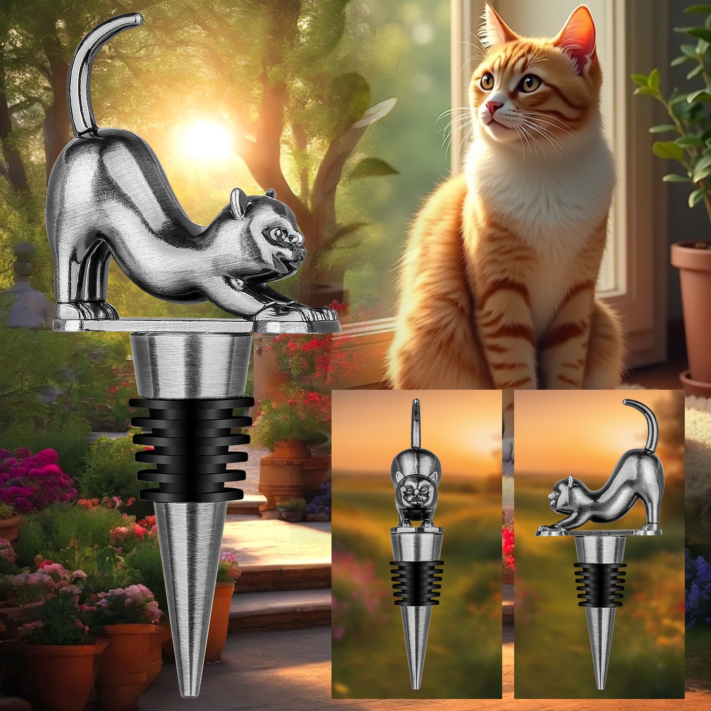 Elegant Upturned Cat Shaped Red Wine Stopper